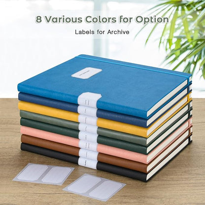 College Ruled Notebook, A4 Hardcover Leather Notebook for Work, Lined Notebook Journal for Women Men, 192 Thick Paper, Lay Flat Large Notebook with Pockets, Professional Business Notebook, Light Green