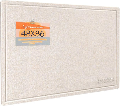 Large Bulletin Board - 48 x 36 Inches, Decorative Felt Pin Board for Wall - 4' x 3' Foldable Photo Display Board with Self-Adhesive Tape, Includes 20 Push Pins - Oatmeal