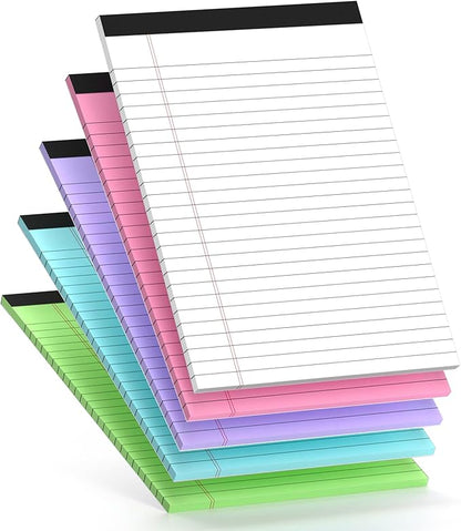 5 Pcs Note Pads 5 x 8 Inch Small Legal Pads 5 x 8 Colored Notepad 5 x 8 Micro Perforated Writing Pads Lined Paper College Ruled 30 Sheets Notebook for Study, To-Do Lists, School & Office Supplies