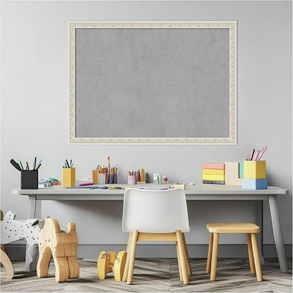 Amanti Art Silver Framed Magnetic Board 22x30 Medium Vision Board for use with Magnets, 100% Metal Sheet to Display Items as Office Decor or for Home Organization in mudroom, Kitchen or Kids Room