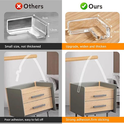 Corner Protectors Baby Proofing,0.8 in x 13.12 FT Clear Edge Protector Strip with 6 Furniture Corner Guards,Cabinets,Tables and Window Sill Sharp Corner Safety Bumpers
