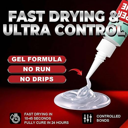 Super Glue Gel Pro, Clear Four 4 Gram Superglue, All Purpose CA Glue for Wood Plastic Craft Metal, Instant Cyanoacrylate Adhesive Repair Ceramic Glass Furniture Leather, Single Use, Quick Dry