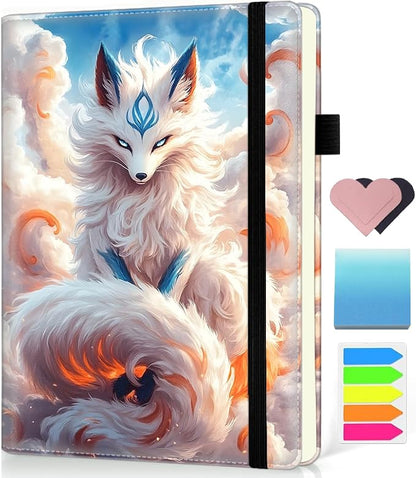 Hardcover Executive Notebooks, A5 PU Leather Lined Journal Notebook, 200 Pages Thick Paper Subject Notebooks for School,Work,Home Writing Business Notebook, Diary Book ，Fox Kitsune Japan