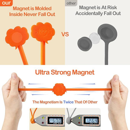 SOOOEC Magnetic Cord Ties, 16 Pack 7.2" Snap on Magnetic Cable Ties Cute Cloud Dialogue Design, Strong Magnetic Silicone Twist Ties for Bundling and Organizing, Assorted Colors.