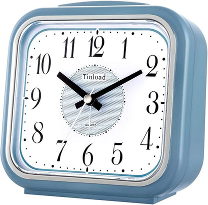 Tinload 5.5" Large Analog Alarm Clock Silent Non Ticking, Gentle Wake, Beep Sounds, Increasing Volume, Battery Operated Snooze and Manual Light, Easy Set