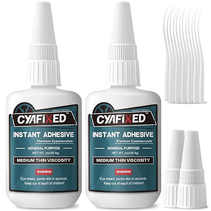 Medium-Thin Super Glue 4oz Clear Liquid CA Glue for Wood Shoe Furniture Ceramic Leather Glass Plastic Model Metal Rubber, All Purpose Cyanoacrylate Instant Adhesive, Strong Bonding and Fast Drying
