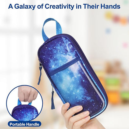 Bagseri Pencil Case for Boys - Expandable Cute Kids Pencil Case | Wide Opening Pencil Pouch Organizer for School Supplies, Cute Kids Pencil Case for Boys, Black Football