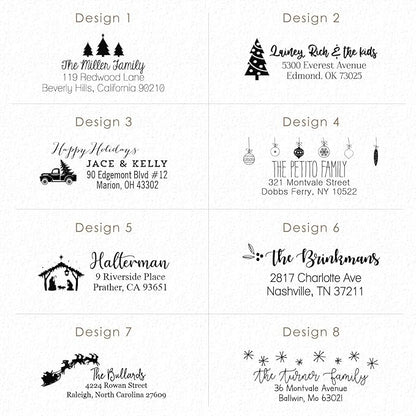 Address Stamp - Custom Stamps for Mailing I Create Personalized Name and Return Address I Up to 3 Lines of Text I Includes Color Options I Self Inking and Wooden Rubber Stamp Options (Holiday Designs)