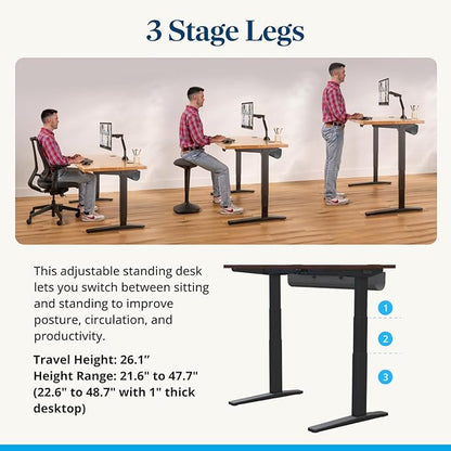 UPLIFTDESK V3 2-Leg Maple Laminate Wood Standing Desk – Adjustable Height, Advanced 1-Touch Memory Keypad, Under Desk Cable Management, Wire Grommets & Rocker Board (Black C-Frame, 80 x 30 inch)