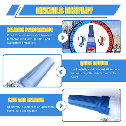 401 Glue 2Pcs Fast Drying Liquid Glue High Strength Liquid Adhesive for Metal Plastic Jewelry Low Whitening Multi Purpose Bonding Solution (20ml)