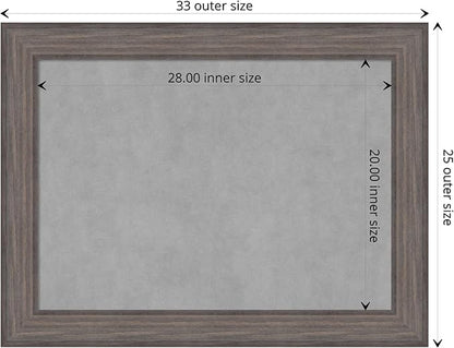 Amanti Art Grey Framed Magnetic Board 25x33 Medium Vision Board for use with Magnets, 100% Metal Sheet to Display Items as Office Decor or for Home Organization in mudroom, Kitchen or Kids Room
