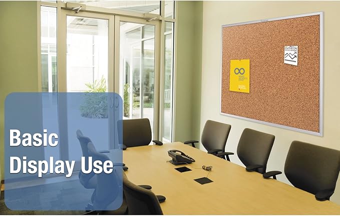 Quartet Cork Board, Bulletin Board, 3' x 2' Corkboard, Aluminum Frame (2303)