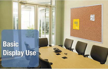 Quartet Cork Board, Bulletin Board, 3' x 2' Corkboard, Aluminum Frame (2303)