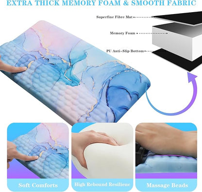 Computer Keyboard Stand with Wrist Rest, Ergonomic Tilted Keyboard Holder - Keyboard Riser with Wrist Pad - Keyboard Tray Support for Office Home - Aqua Marble