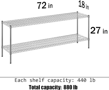 Regal Altair 18" Deep x 72" Wide x 27" Height Wire Shelving Kit | 2-Tier | NSF Commercial Storage Rack Unit