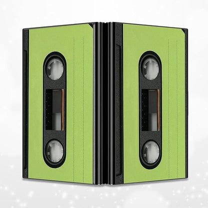BWEGRHE Slim Credit Card Holder, Green Tape Cassette RFID Blocking Metal Wallet for Men & Women, Aluminum Minimalist Hard Case Pocket-Sized Business Cards Organizer (Fits Up to 10 Cards)
