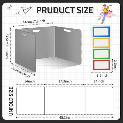 24 Pcs Desk Dividers for Students 14 × 17.5 × 14 Inch Plastic Durable and Waterproof Privacy Folders Shields Test Dividers with Classroom Privacy Boards for School Study Teacher Supplies (Gray)