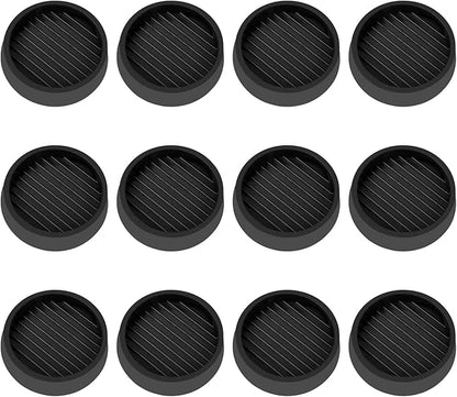 VOCOMO 2X2 Round Rubber Caster Cups, Non Slip Furniture Pads, Anti-Slip Gripper, Anti Skid Furniture Feet, Anti Slide Floor Protector for Bed Couch Table Chair Stoppers - (Black, 12 Pack)