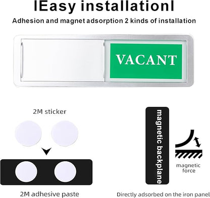 Meeting in Progress or Vacant Door Sign, Sliding Status Indicator Sign for Office, Conference Room, Home, Hospital, Hotel – Magnetic Adhesive Acrylic Privacy Signs