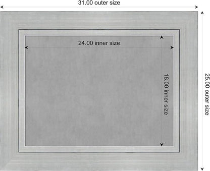 Amanti Art Silver Framed Magnetic Board 25x31 Medium Vision Board for use with Magnets, 100% Metal Sheet to Display Items as Office Decor or for Home Organization in mudroom, Kitchen or Kids Room