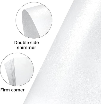 White Shimmer Cardstock Ledger Paper 11x17, Goefun Shimmer Card Stock for Printer 80 lb Metallic Cardstock Pearl Paper for Brochures, Flyers, Art Prints, 100 Pack