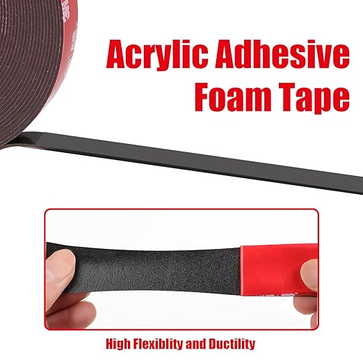 Double Sided Tape Heavy Duty, Waterproof Mounting Foam Tape, 36.5ft Length, 0.4in Width, High Temperature Resistant Adhesive Tape for Car, LED Strip Light, Office Decor, Uses 3M VHB 5952 Raw Material