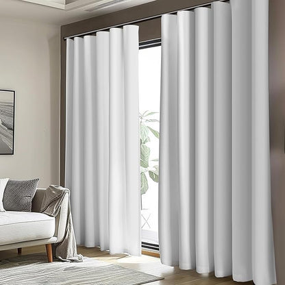 cbsroro Room Divider Blackout Curtain Track Curtains Wall Dividers Panels Screen for Living Rooms Bedroom Office Privacy Partition Separation, W180 × L108 Inch,1 Panel, White