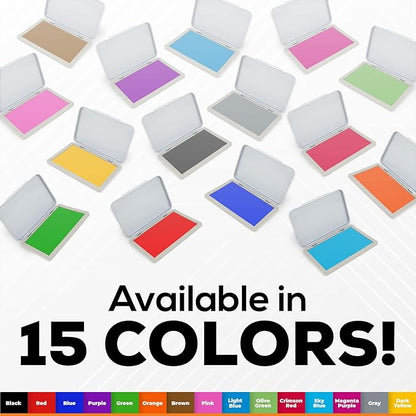 Metal Case Stamp Pad Medium Size, Gray Color - Size: 3" x 4" - Choose from 15 Ink Colors