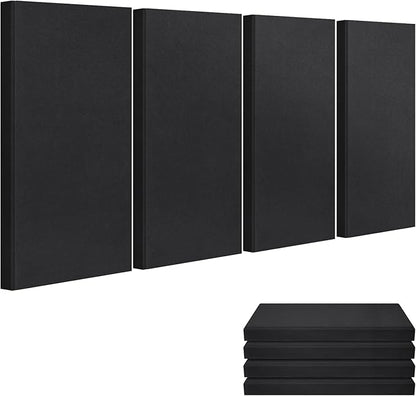 23.62" X 11.81" X 2" Fiberglass Wall Panel, 4 Pack Acoustic Panels, Acoustic Panels Sound Absorbing for Office, Studio, Home Theatre - Black