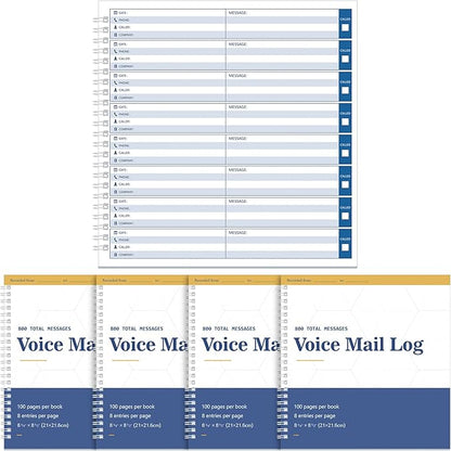 Geyee Phone Message Voice Mail Log Book 8. 27 x 8. 5 Inches Voicemail Message Pads 8 Per Page, 800 Book for Office(4 Pads)