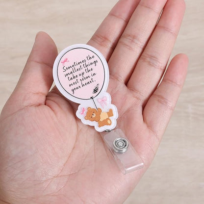 Sometimes The Smallest Things Take Up The Most Room in Your Heart, Retractable ID Card Badge Holders, Medical Badge Buddy for Pediatric Nurse Pediatrician CNM CCLS Geriatric LCSW Health Psychologist