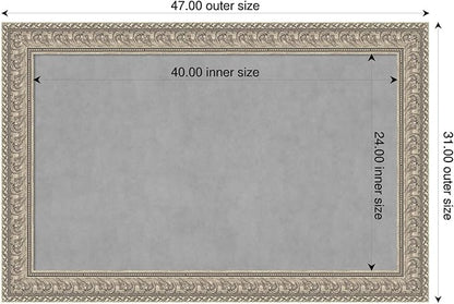 Amanti Art Silver Framed Magnetic Board 31x47 Large Vision Board for use with Magnets, 100% Metal Sheet to Display Items as Office Decor or for Home Organization in mudroom, Kitchen or Kids Room