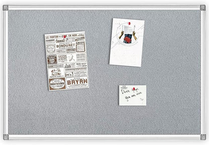 36x24-Inch Gray Felt Bulletin Board with Silver Aluminum Frame – Perfect for Home, Office, and Classroom