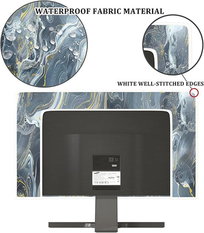Baocicco Gray Gold Marble Waterproof 45, 46, 47, 48 Inch TV Dust Cover Anti-Static Dustproof Protective Aesthetic Texture Screen TV Covers Full Body Cover for Television Screen Desktop PC LED LCD OLED