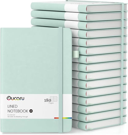 Oucaru Lined Journal Notebook, 16 Pack, 180 Pages, A5 Journals for Writing, 100 GSM Thick Paper, Small Notebooks Daily Journal for Women Men Work, Business, School, Travel Supplies