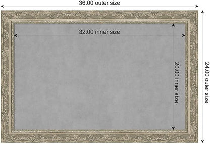 Amanti Art Silver Framed Magnetic Board 24x36 Large Vision Board for use with Magnets, 100% Metal Sheet to Display Items as Office Decor or for Home Organization in mudroom, Kitchen or Kids Room