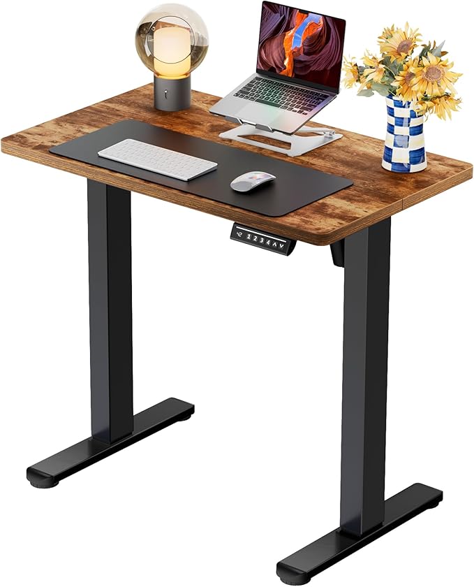 ErGear Height Adjustable Electric Standing Desk, 31.5 x 18.9 Inches Sit Stand up Desk, Memory Computer Home Office Desk with Two-Piece Desktop (Vintage Brown)