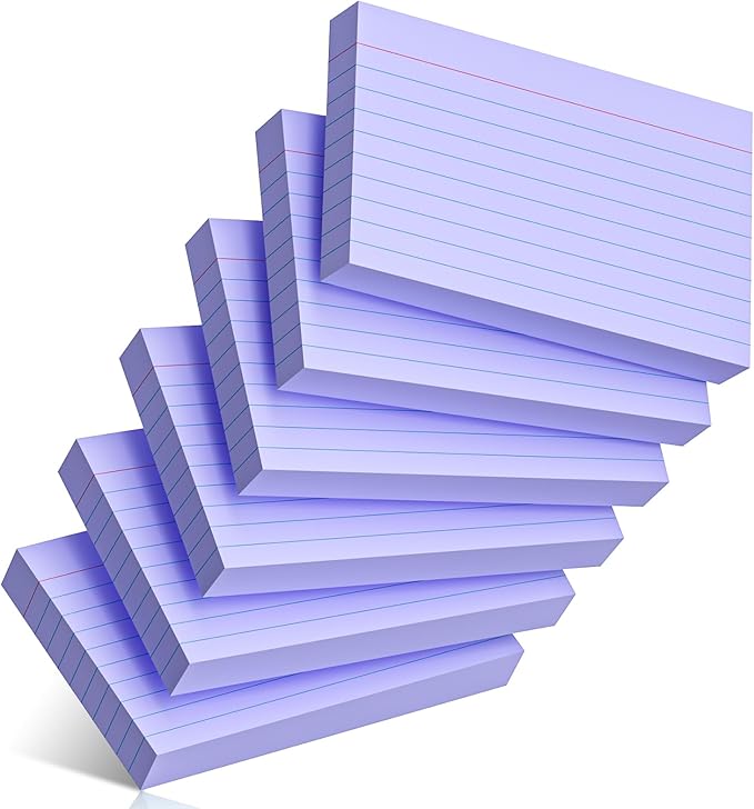 300 Count Index Cards 3 x 5 Inch Ruled Purple Index Cards, Flash Cards College Ruled for School, College, Office and Home Organization, Durable Study To Do List Note Cards with Ruled Lines