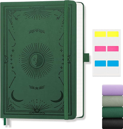 Lined Journal Notebook for Women Men, 192 Pages, A5 (5.7'' x 8.3'') | Hardcover Leather Notebook with 100GSM Thick Paper for Writing, Travel, Business, Office, Prayer (Dark Green)
