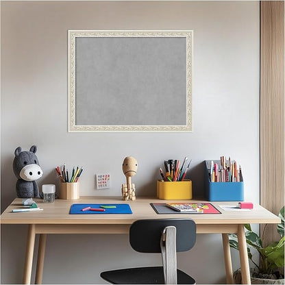 Amanti Art Silver Framed Magnetic Board 18x22 Small Vision Board for use with Magnets, 100% Metal Sheet to Display Items as Office Decor or for Home Organization in mudroom, Kitchen or Kids Room