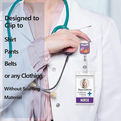 Badge Reel Retractable with ID Clip Cat Medicine Bottle Acrylic Badge Clip Nurse Badge Accessory for Pharmacy Pharmacist Nurse Medical Staff