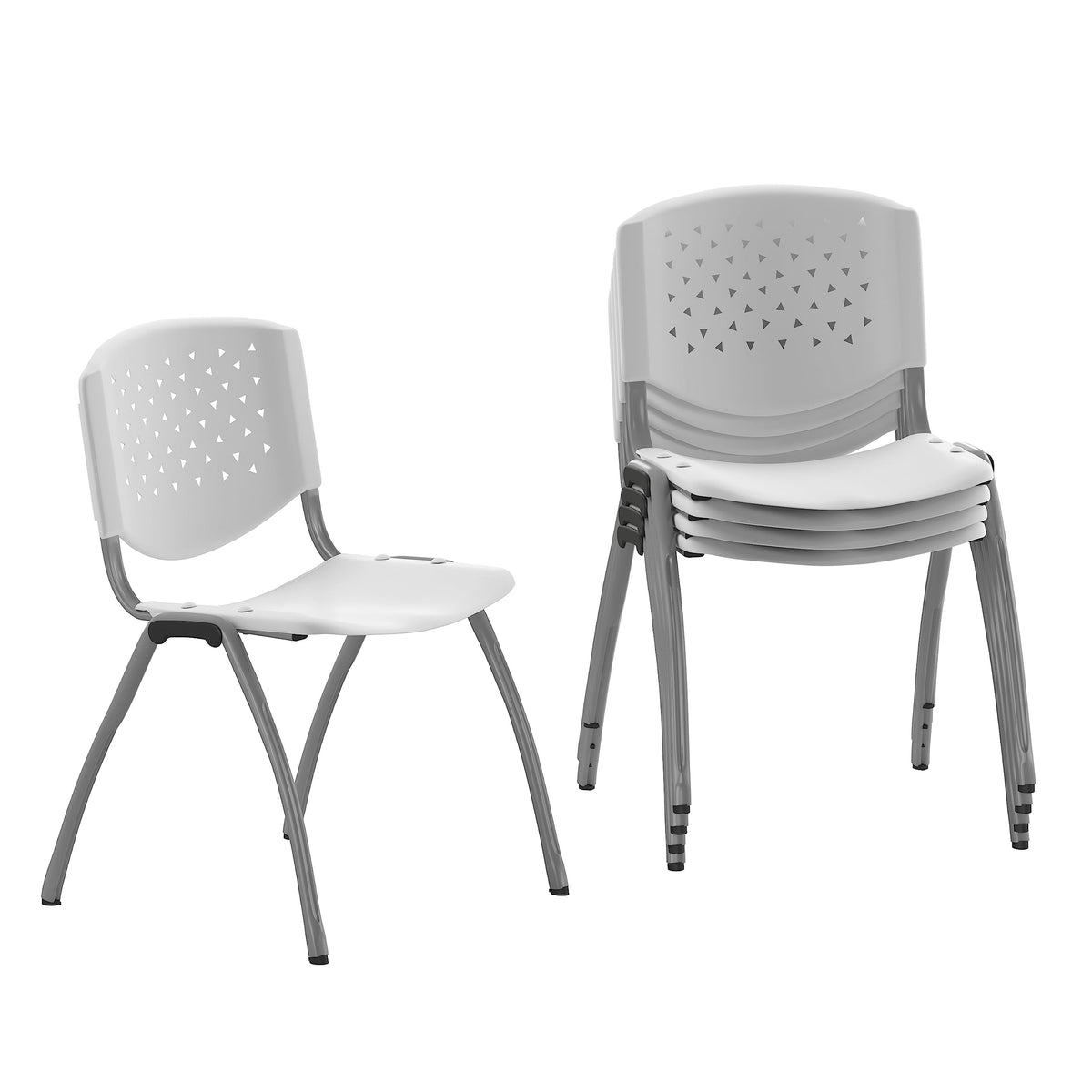 5 Pack 880 lb. Capacity White Plastic Stack Chair | Comfortable Seating with Durable Design