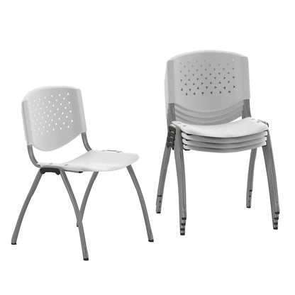 5 Pack 880 lb. Capacity White Plastic Stack Chair | Comfortable Seating with Durable Design