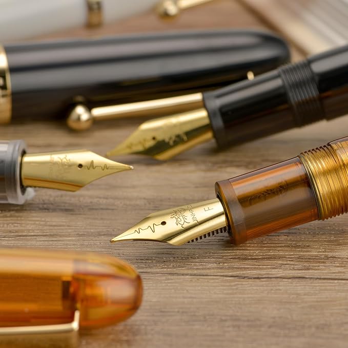 Jinhao 9016 Fountain Pen Medium Heartbeat Point, Dadao Series White Acrylic with Large Converter for Writing