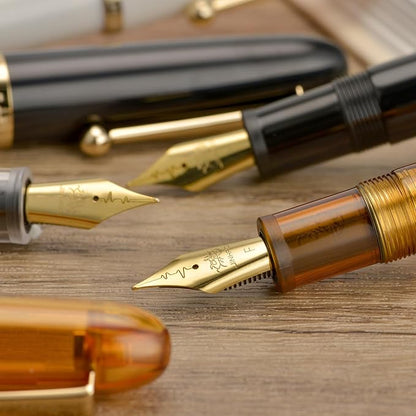 Jinhao 9016 Fountain Pen Medium Heartbeat Point, Dadao Series White Acrylic with Large Converter for Writing