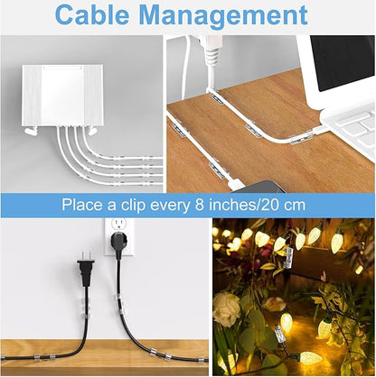 Cable Management Clips Black (Assorted Sizes, 60 PCS), Adhesive Cord Organizer for Wall, Upgraded Wire Holder Electric Wires, LED Light, Dash Cam, HDMI, Power Cable, M&L