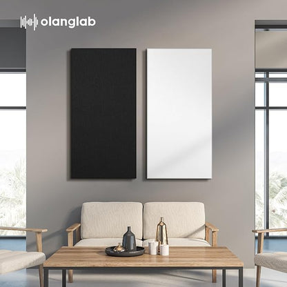 Olanglab Sound Absorbing Acoustic Wall Panels 2 Pack, 2'' 24''x48'' Fiberglass Sound Dampening Panels, Large Fabric Wrapped Sound Proof Panels for Walls (Black)