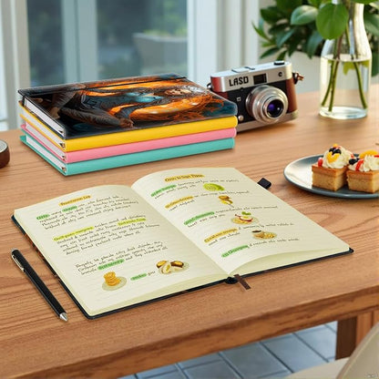 Hardcover Executive Notebooks, A5 PU Leather Lined Journal Notebook, 200 Pages Thick Paper Subject Notebooks for School,Work,Home Writing Business Notebook, Diary Book ， Meditation Girl