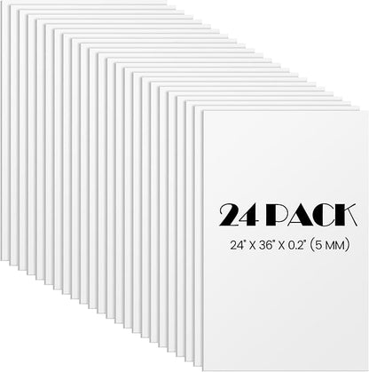 Elcoho 24 Pack White Foam Board, 24 x 36 Inch Acid-Free Foam Core Board, 5mm Thick Double Sided White Poster Boards for Presentation Art Display Office School Projects Crafting Sign Making