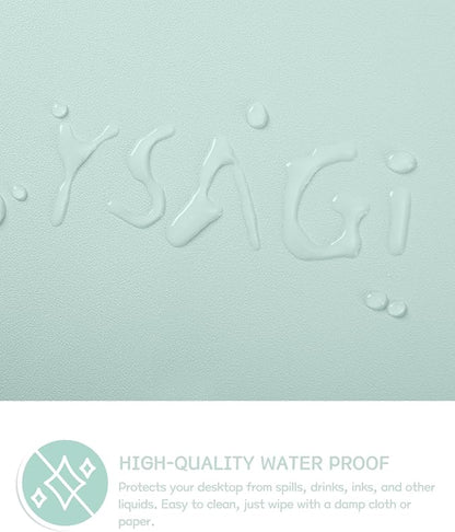YSAGi Non-Slip Leather Desk Pad, Waterproof Laptop Computer Desk Keyboard Mat, Table Protector Blotter Mat, Large Mouse Pad for Office/Work/Home/Decor(Mint Green, 31.5" x 15.7")